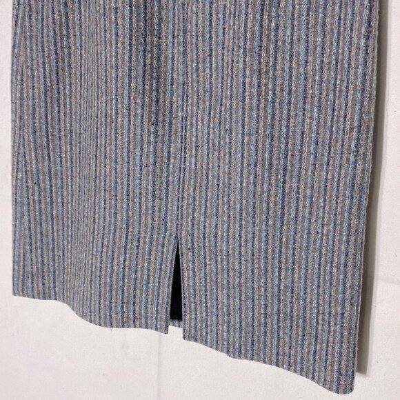 Vintage Ziba Grey Blue Wool Striped Pencil Skirt  S - Picture 9 of 10